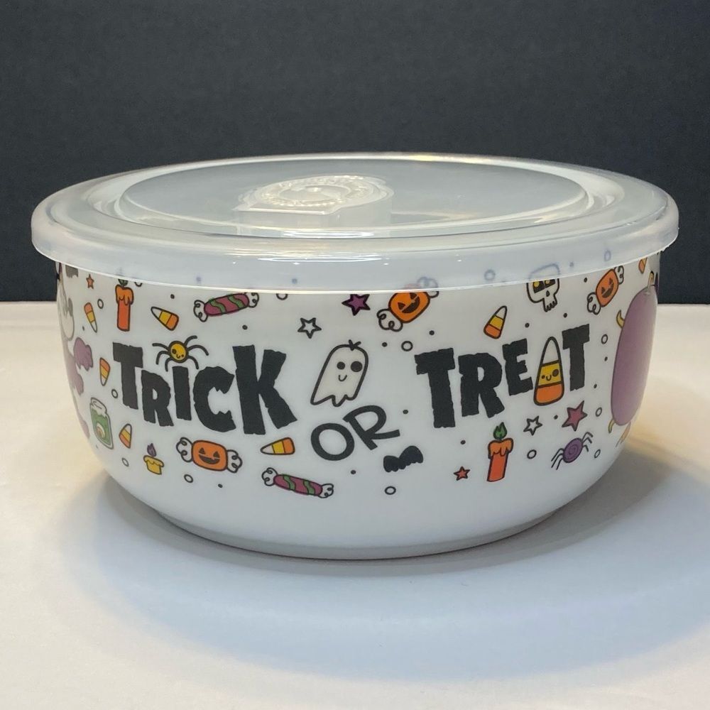 Disney Mickey and Friends Halloween Ceramic Storage Bowl with Vented Lid